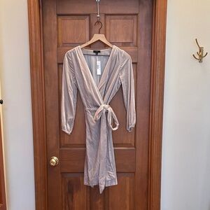 J. Crew Grey Velvet Long Sleeve Wrap Dress - NWT but needs repair